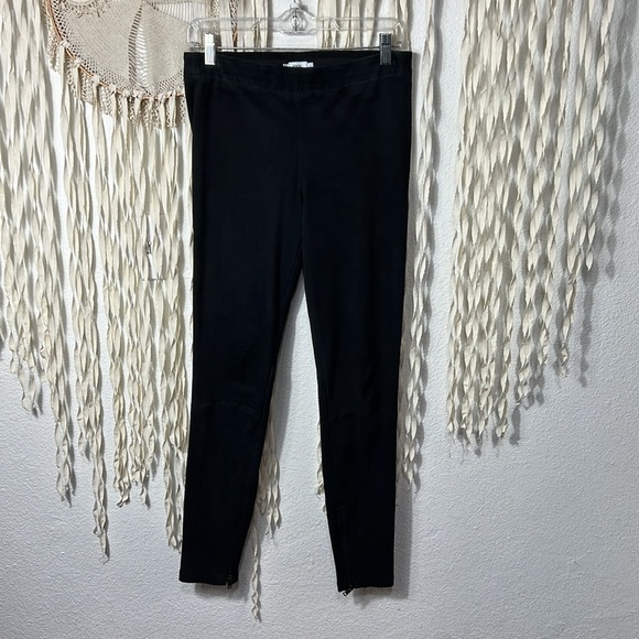 Vince Pull On Stretch Suede Pants Black Size L - Picture 2 of 10